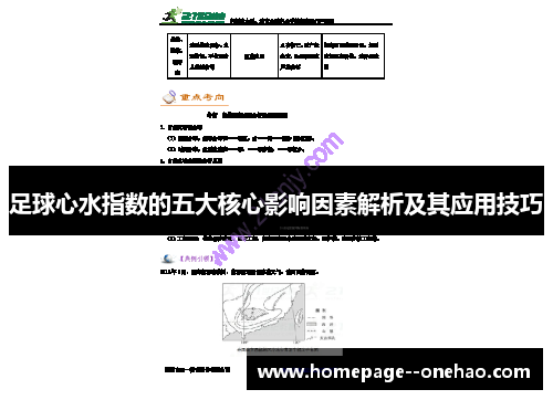 足球心水指数的五大核心影响因素解析及其应用技巧 足球心水指数的五大核心影响因素解析及其应用技巧